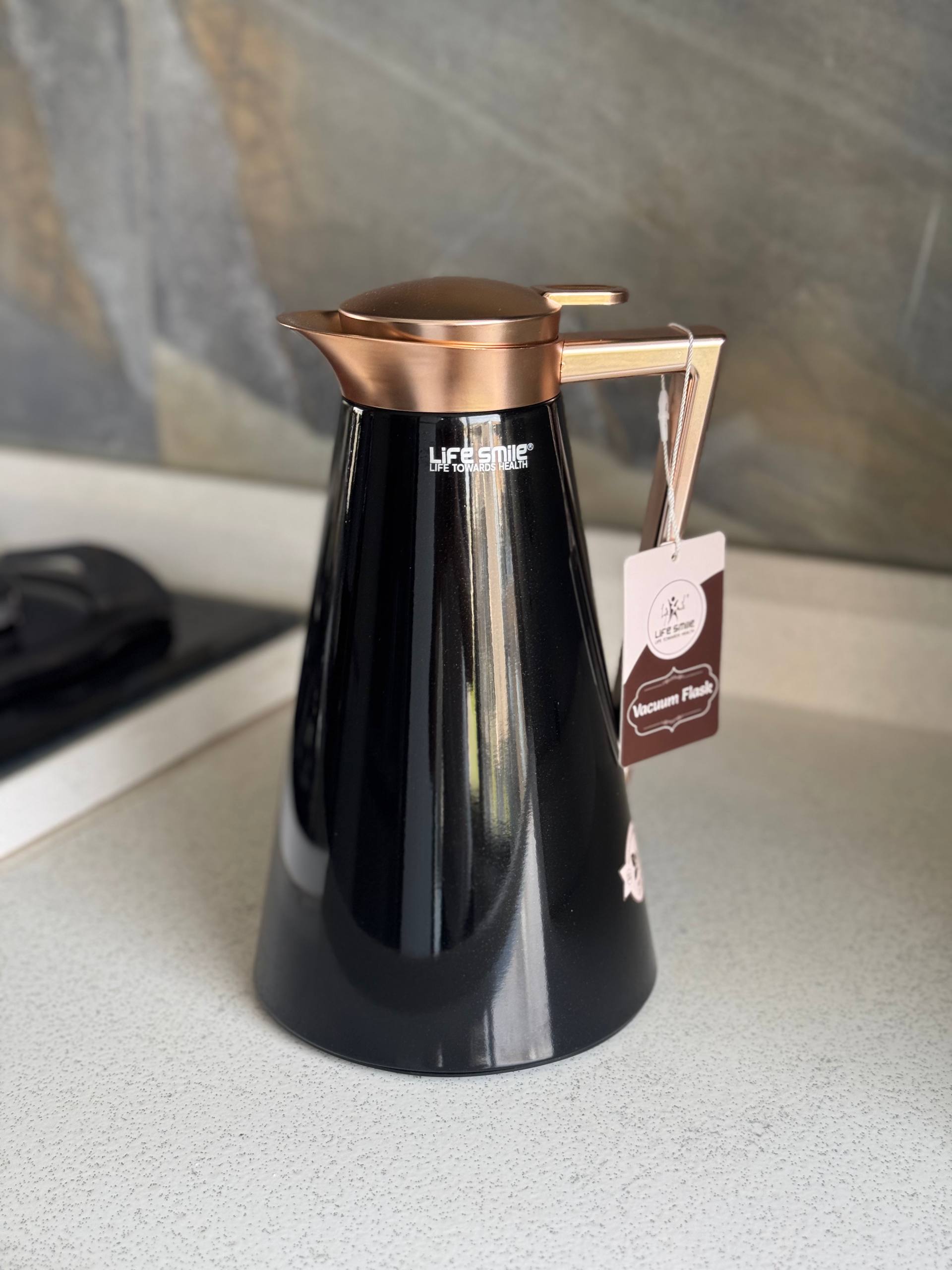 فلاسک شیشه‌ای لایف اسمایل مدل FK-4-1000 ظرفیت ۱ لیتر شیشه صورتی